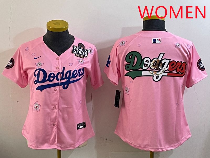 Women Los Angeles Dodgers Blank Pink Sakura Edition 2025 Nike MLB Jersey style 8